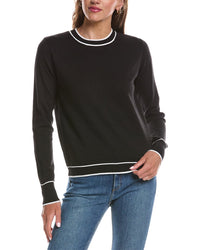 Theo and Spence Theo & Spence Stripe Trim Crewneck Sweater