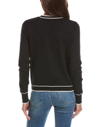 Theo and Spence Theo & Spence Stripe Trim Crewneck Sweater