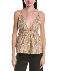 Afrm Declan Deep V-Neckline Peplum Top