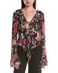 Afrm Cadence Ruffle Front Lace-Up Top