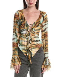Afrm Cadence Ruffle Front Lace-Up Top