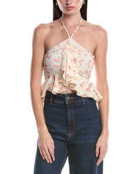 Afrm Willie Halter Front Ruffle Top