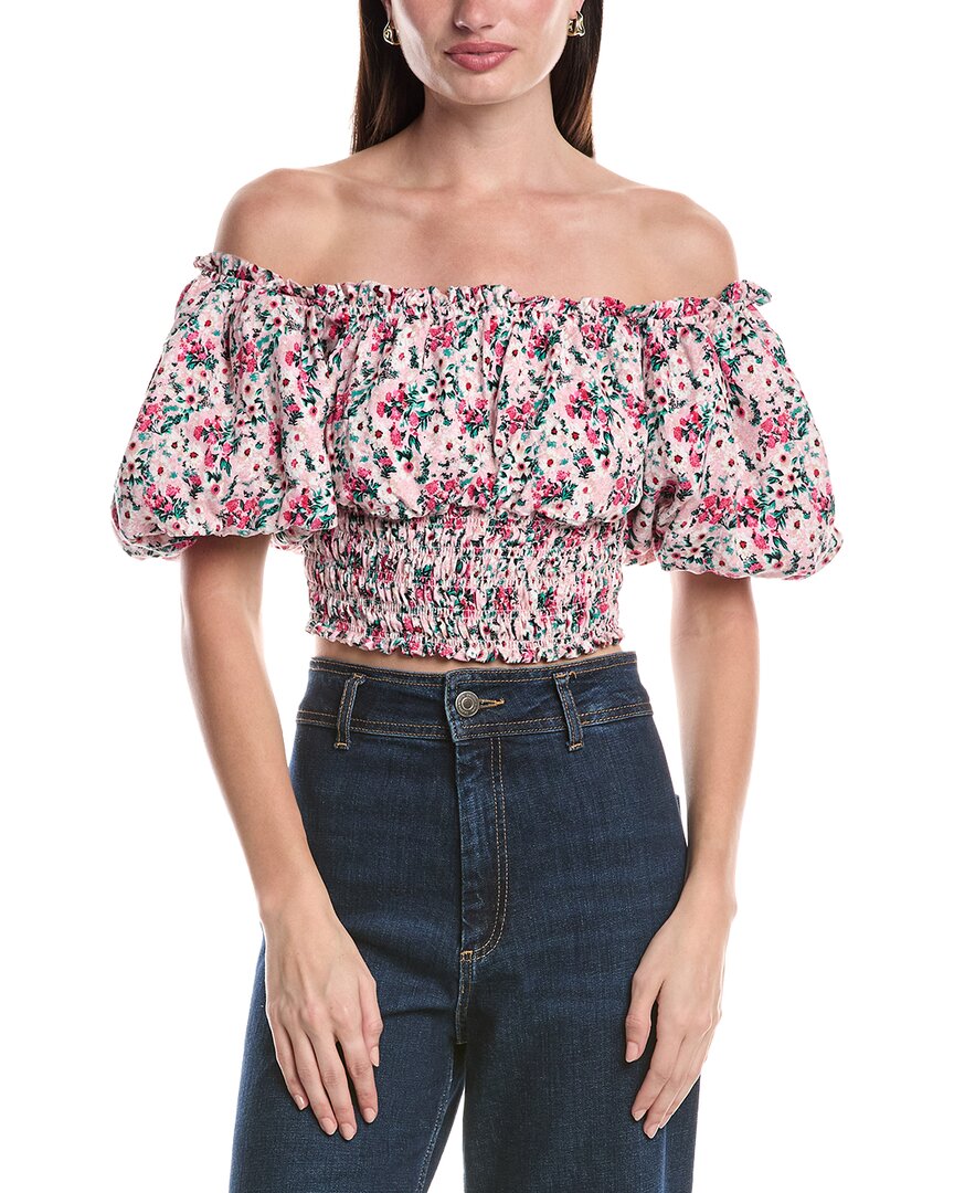Afrm Mandy Off-The-Shoulder Smocking Woven Top