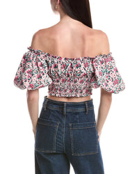 Afrm Mandy Off-The-Shoulder Smocking Woven Top