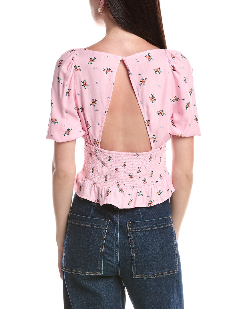 Afrm Haley Smocking Waist Puff Sleeve Top