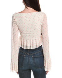 Afrm Inaya Ruffle Sleeve Crop Top