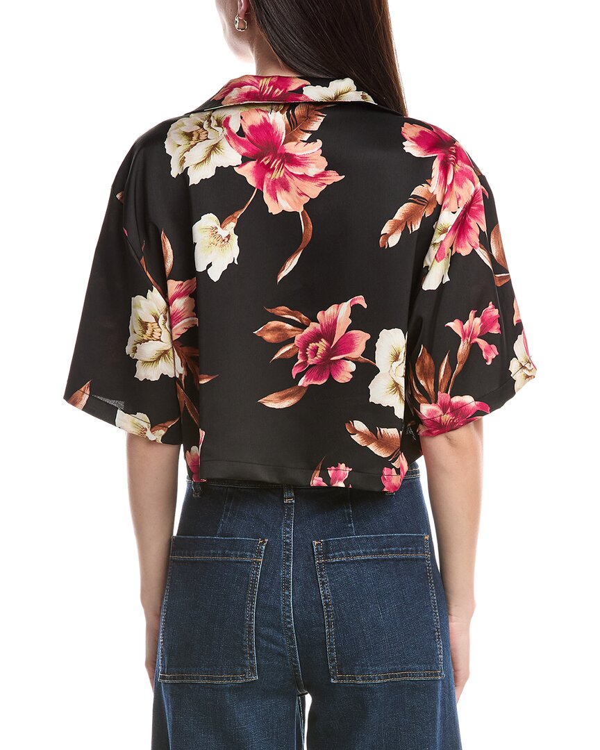 Afrm Santorini Crop Satin Shirt