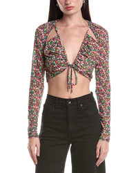 Afrm Charmin Tie Front Detail Mesh Top