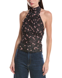 Afrm Lune Tie Neck Open Back Top