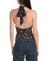 Afrm Lune Tie Neck Open Back Top