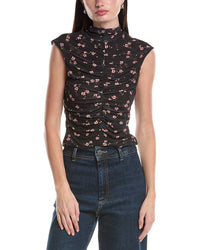 Afrm Jolie Ruched Mock Neck Top