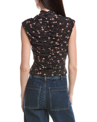 Afrm Jolie Ruched Mock Neck Top