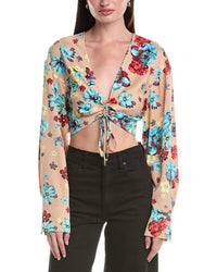 Afrm Annalise Cinched Detail Woven Top
