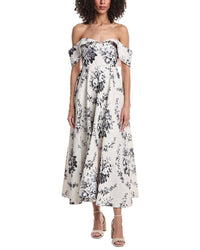 Rebecca Taylor Emblem Fleur Print On Poly Faille A-Line Dress