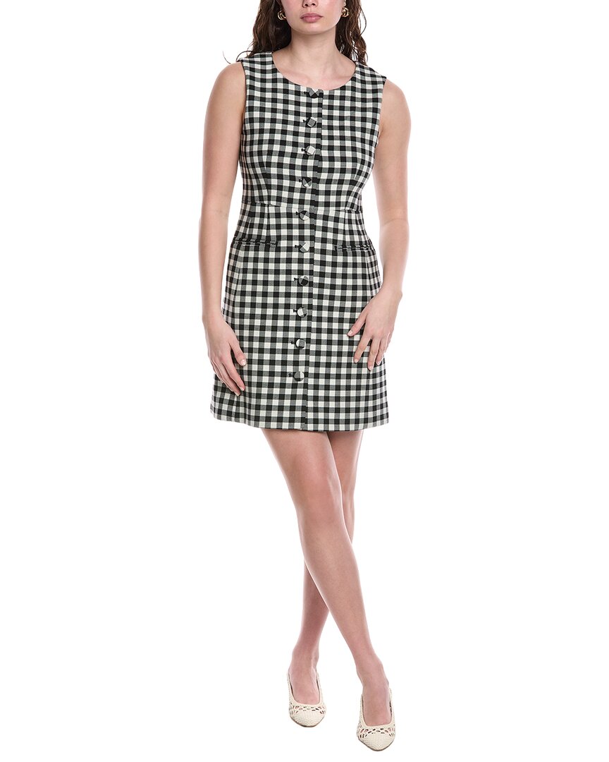 Rebecca Taylor Phillipa Check Button Front Wool-Blend Mini Dress