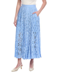 Rebecca Taylor Geo Eyelet Pleated Maxi Skirt