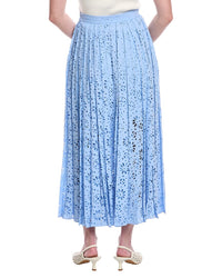 Rebecca Taylor Geo Eyelet Pleated Maxi Skirt