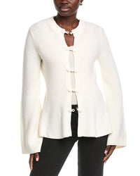 Rebecca Taylor Novelty Peplum Wool Cardigan