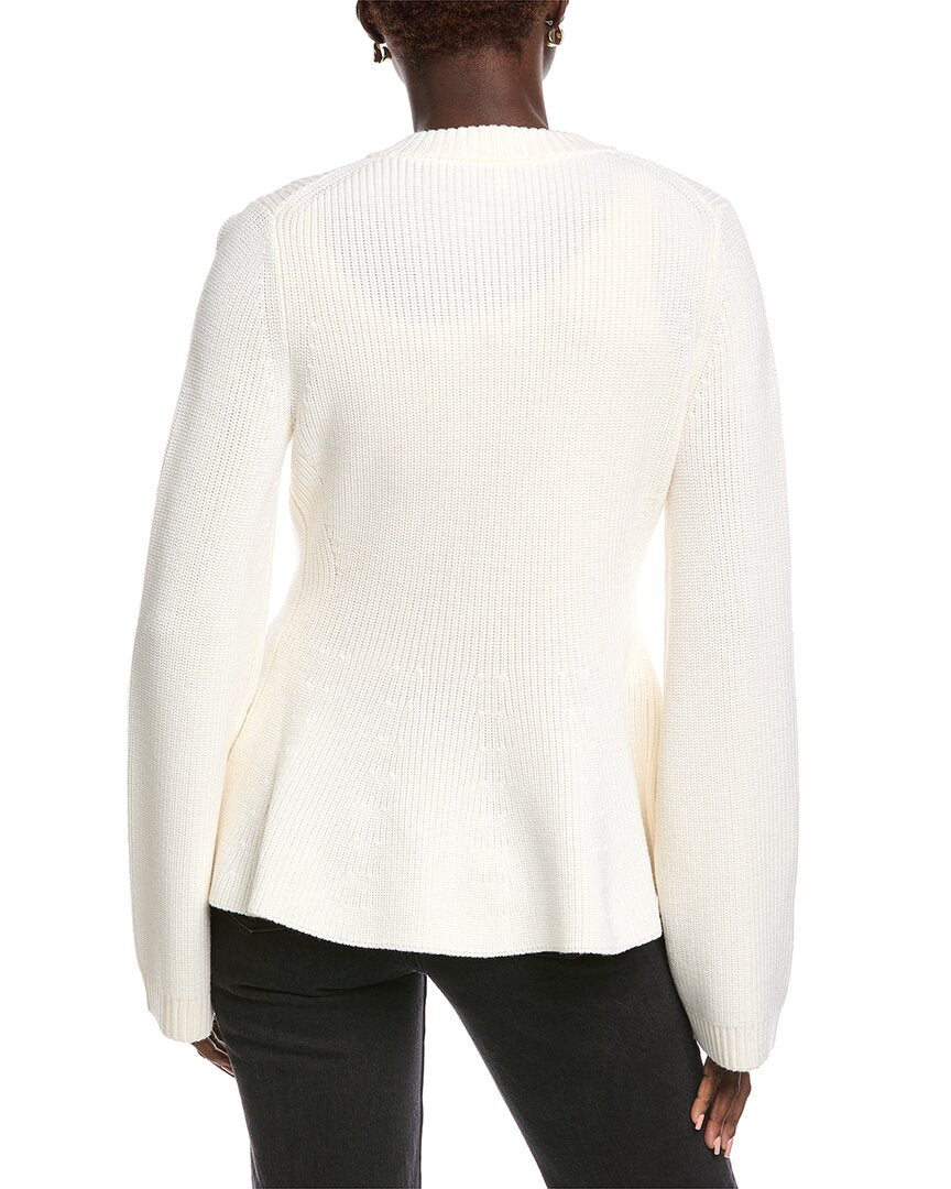 Rebecca Taylor Novelty Peplum Wool Cardigan