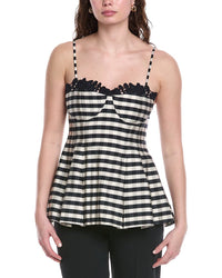 Rebecca Taylor Gingham Twill Camilla Embroidery Tank