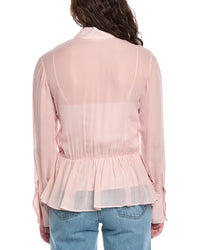 Rebecca Taylor Covered Button Tie-Front Blouse