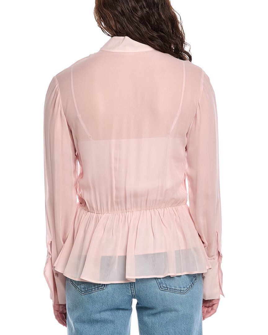 Rebecca Taylor Covered Button Tie-Front Blouse