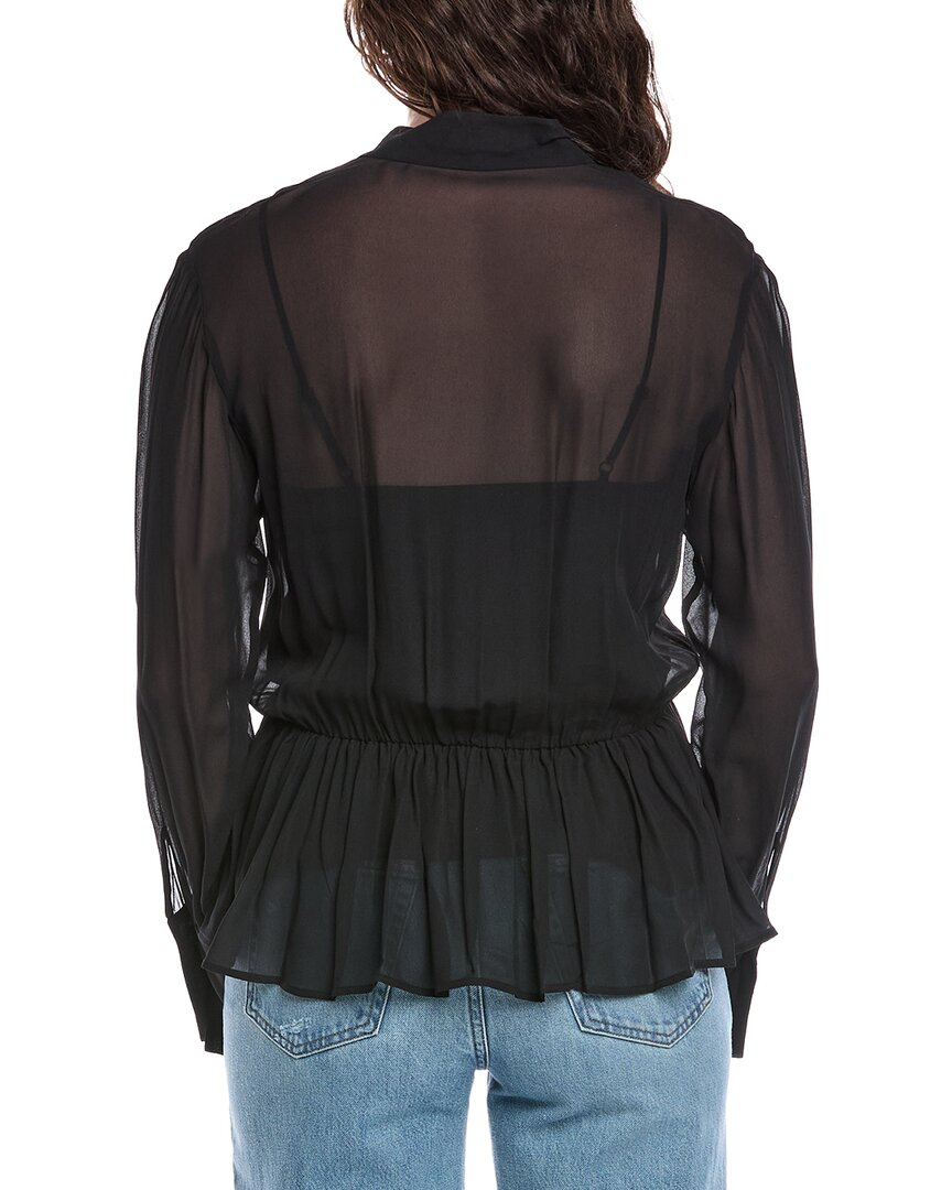 Rebecca Taylor Covered Button Tie-Front Blouse