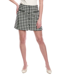 Rebecca Taylor Phillipa Check Button Front Wool-Blend Mini Skirt