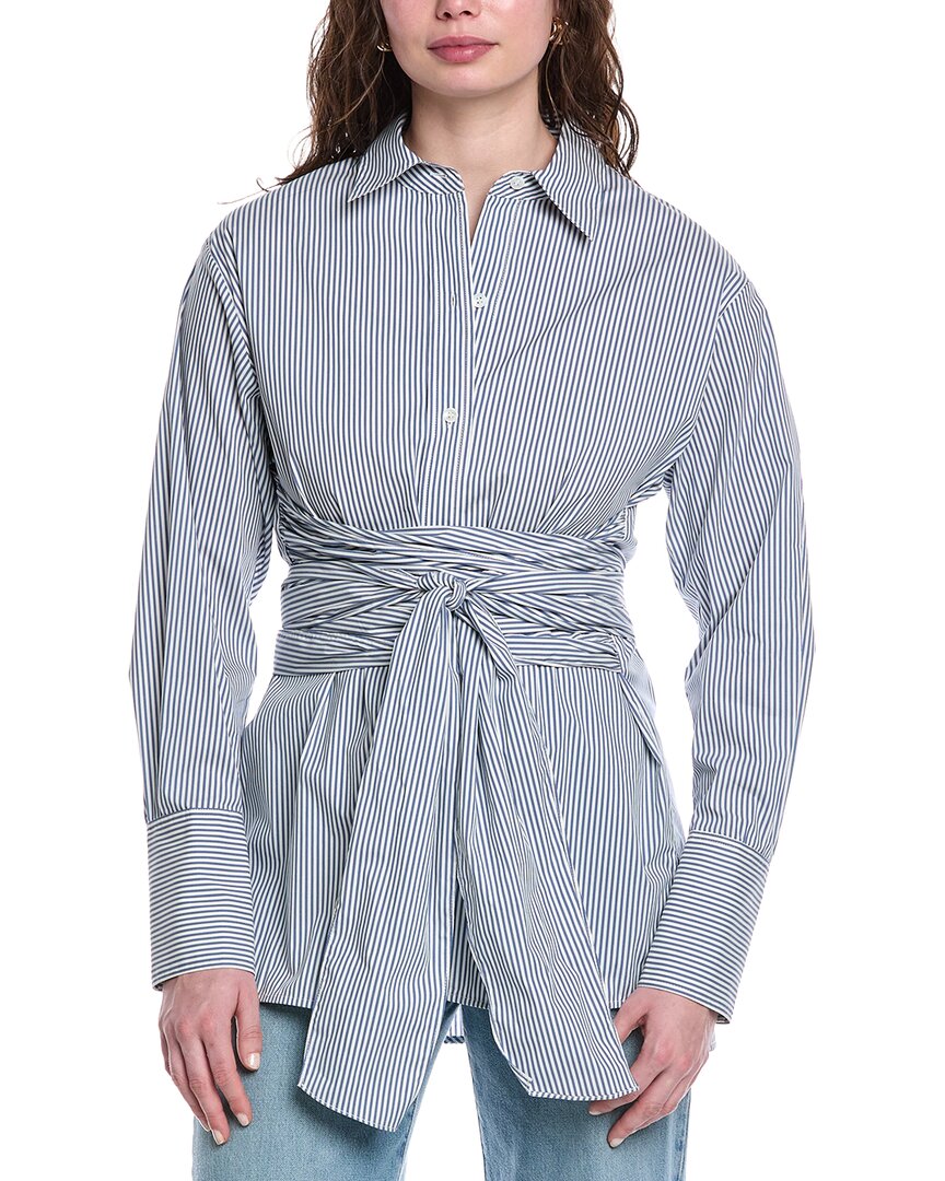 Rebecca Taylor Stripe Poplin Wrap Blouse