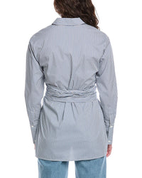 Rebecca Taylor Stripe Poplin Wrap Blouse