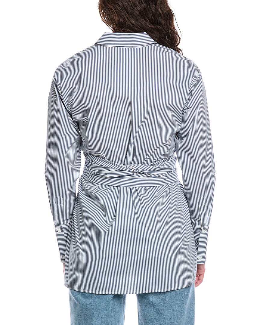Rebecca Taylor Stripe Poplin Wrap Blouse