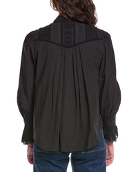 Rebecca Taylor Applique Lace Poplin Top