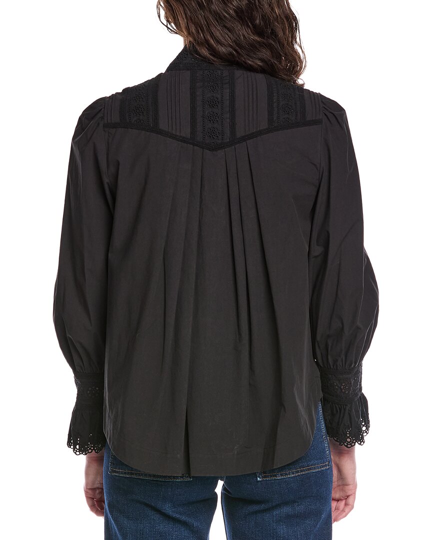 Rebecca Taylor Applique Lace Poplin Top
