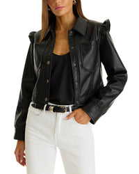The Noli Shop Chantal Ruffle Sleeve Leather Jacket