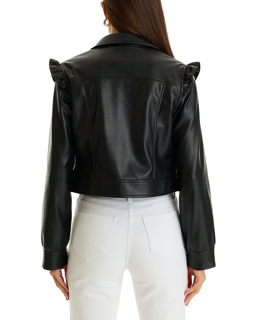 The Noli Shop Chantal Ruffle Sleeve Leather Jacket