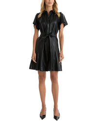 The Noli Shop Devin Leather Ruffle Dress