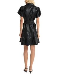 The Noli Shop Devin Leather Ruffle Dress