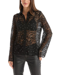 The Noli Shop Jena Lace Button Up Shirt