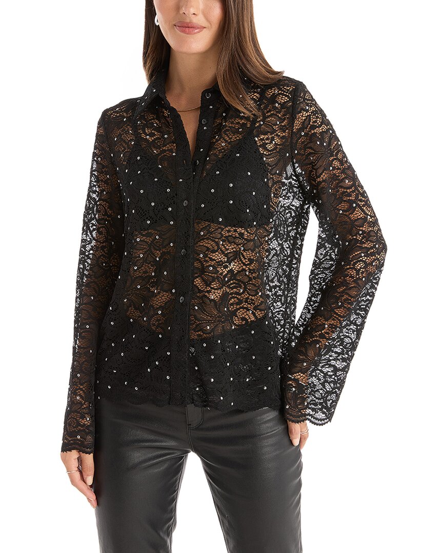 The Noli Shop Jena Lace Button Up Shirt