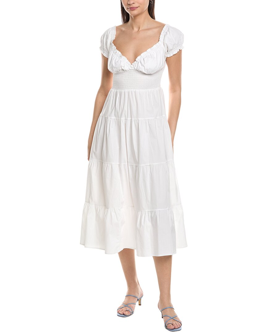 Weworewhat Puff Sleeve Tiered Smocked Midi Dress