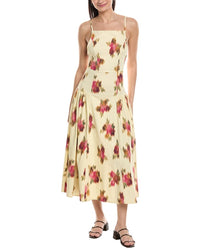 Weworewhat Flare Panel Linen-Blend Midi Dress