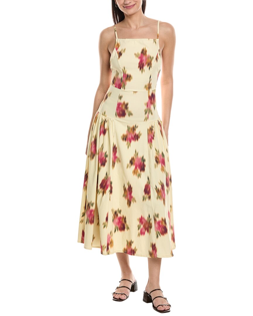 Weworewhat Flare Panel Linen-Blend Midi Dress