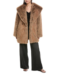 Weworewhat Shawl Collar Faux Fur Coat