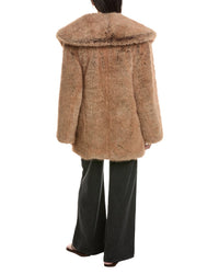 Weworewhat Shawl Collar Faux Fur Coat