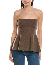 Weworewhat Strapless Wool-Blend Peplum Top