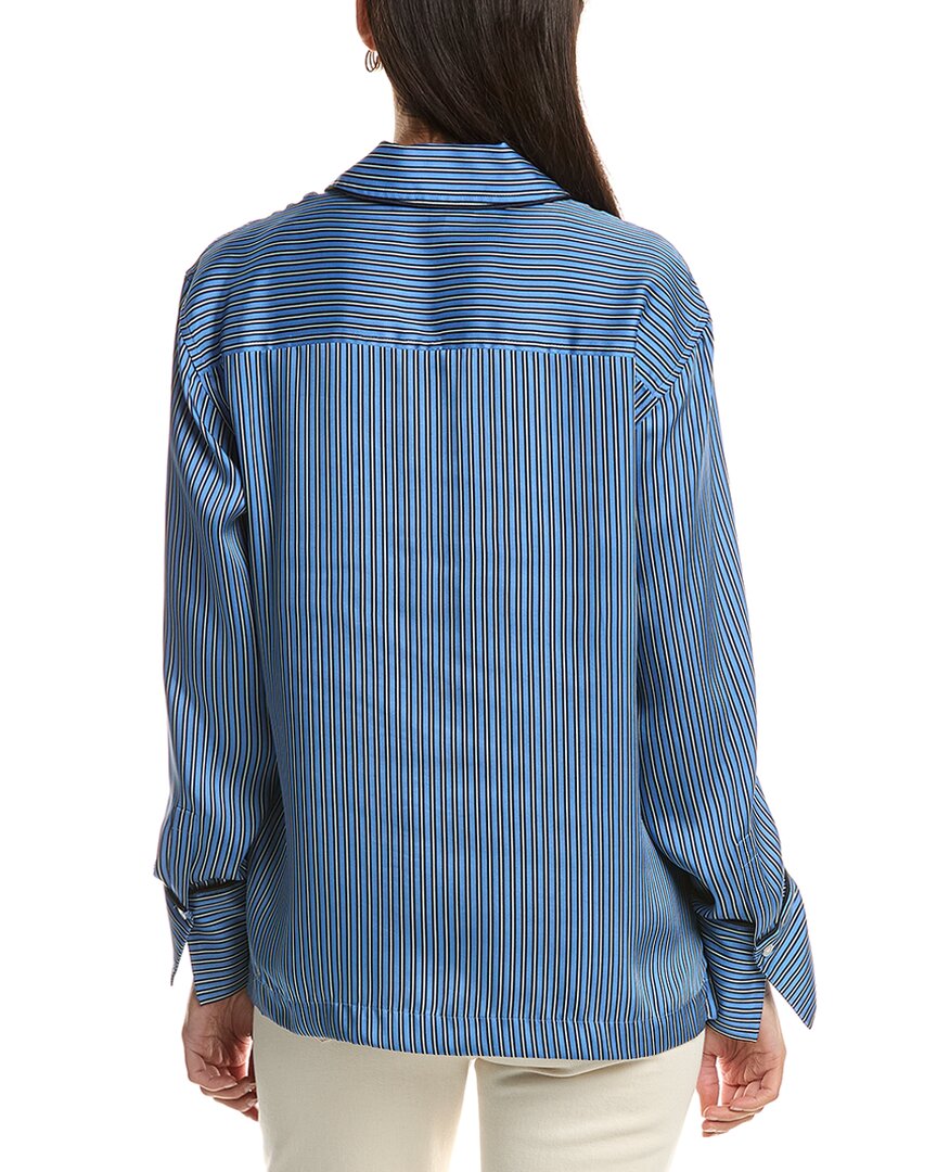 Derek Lam 10 Crosby Lorina Boarder Stripe Satin Twill Shirt With Piping