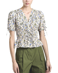 Derek Lam 10 Crosby Rhea Puff Sleeve V-Neck Top