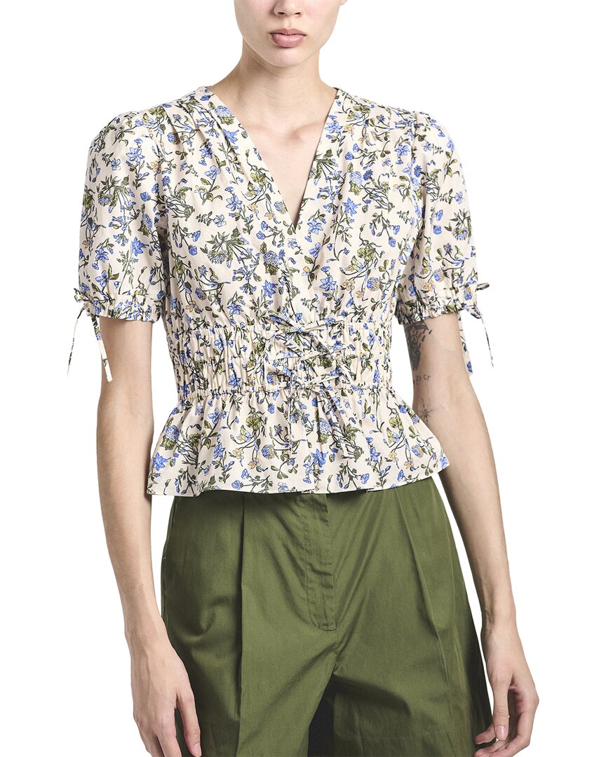 Derek Lam 10 Crosby Rhea Puff Sleeve V-Neck Top