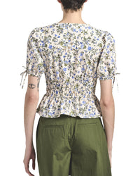 Derek Lam 10 Crosby Rhea Puff Sleeve V-Neck Top