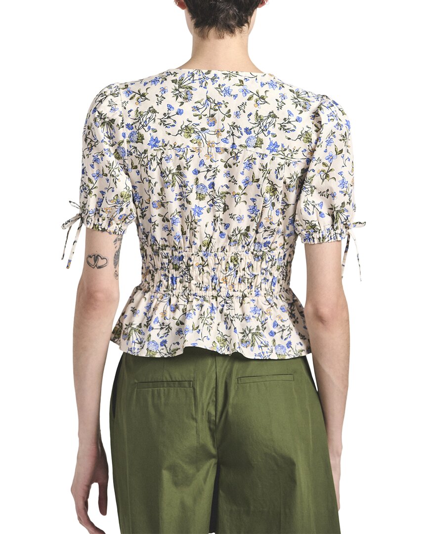 Derek Lam 10 Crosby Rhea Puff Sleeve V-Neck Top